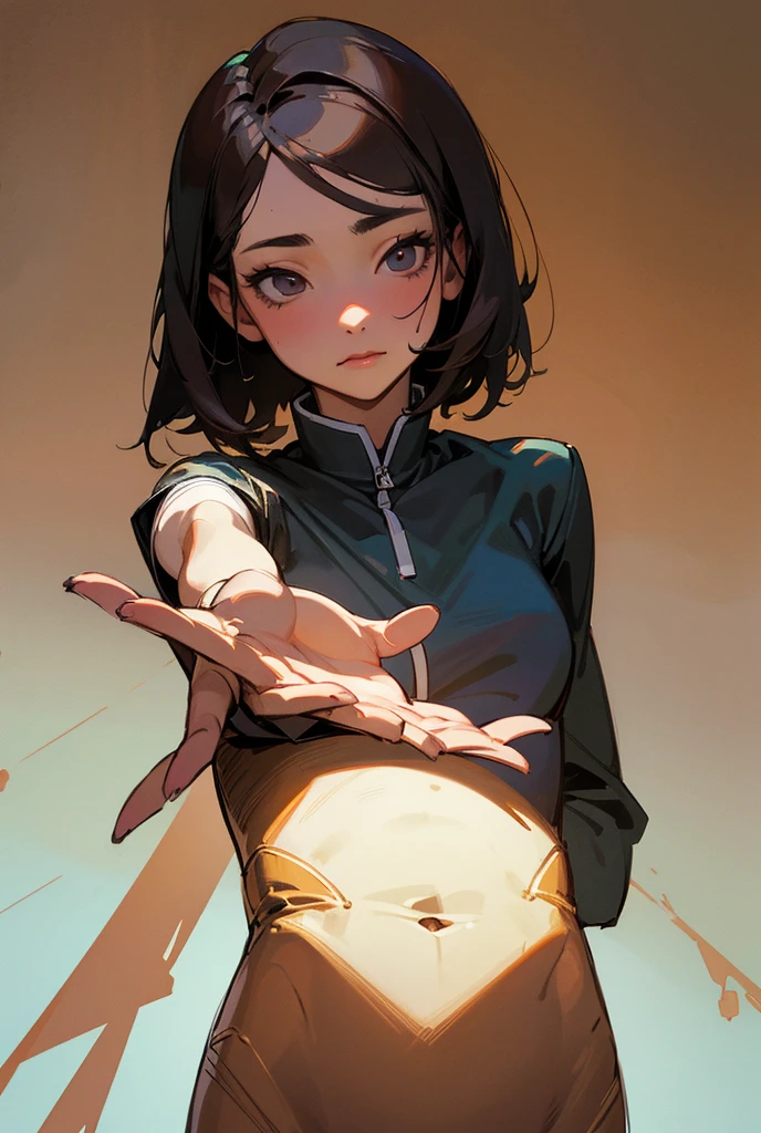 One girl, solo, High resolution, masterpiece, accurate, Anatomically correct, Winner of numerous awards, 最high quality, High-resolution model, High detail, high quality, Very detailed, Textured skin, Ultra high definition, Naughty face, Drop Shadow, Chinatown,On a date,Reaching out a hand,Bob Hair,Overlooking