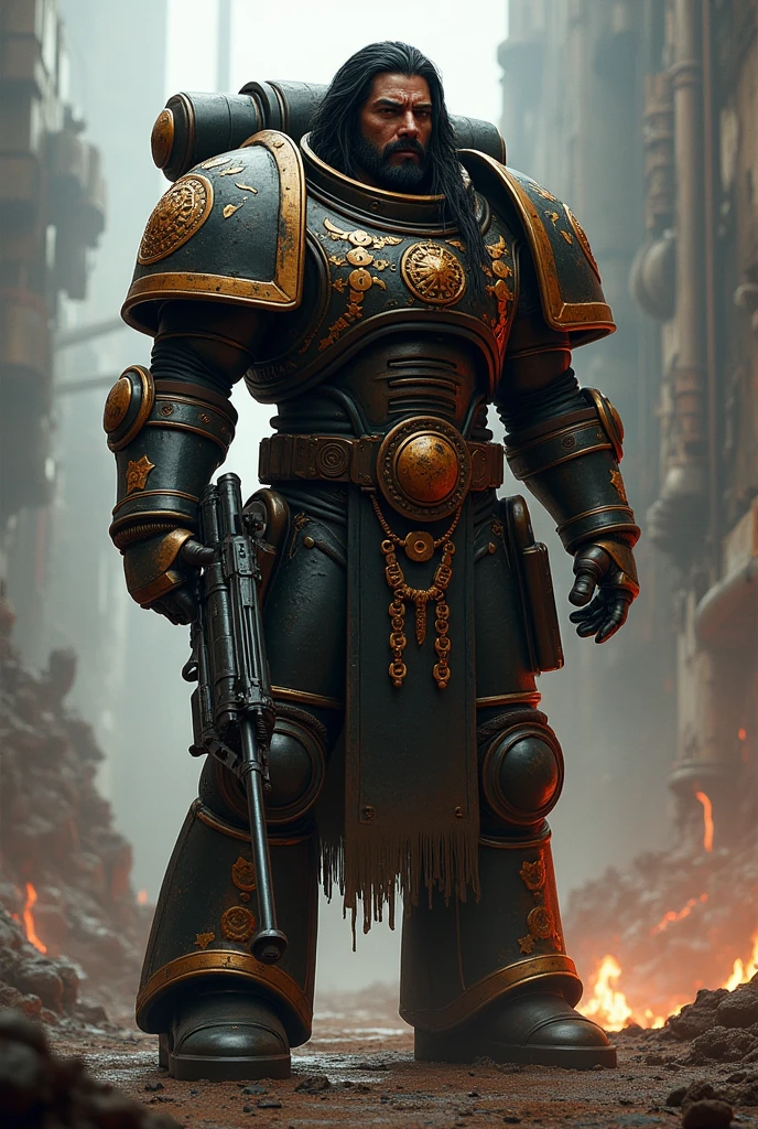 Man samoan long black hair  space marine Warhammer 40k 
