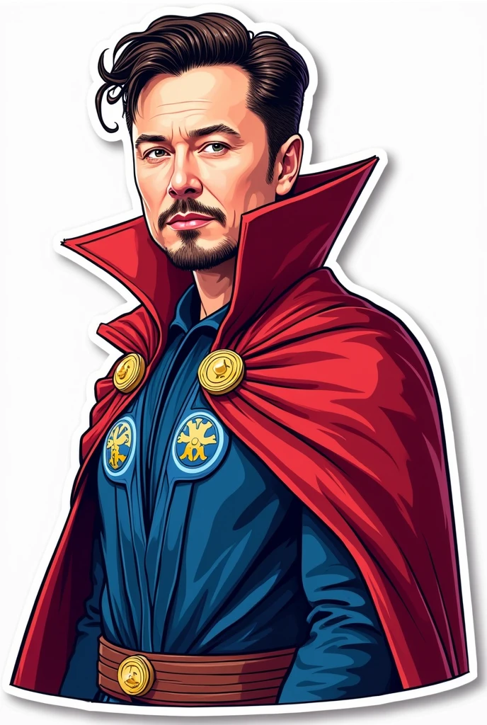 Vector image sticker art of Elon Musk as dr strange 