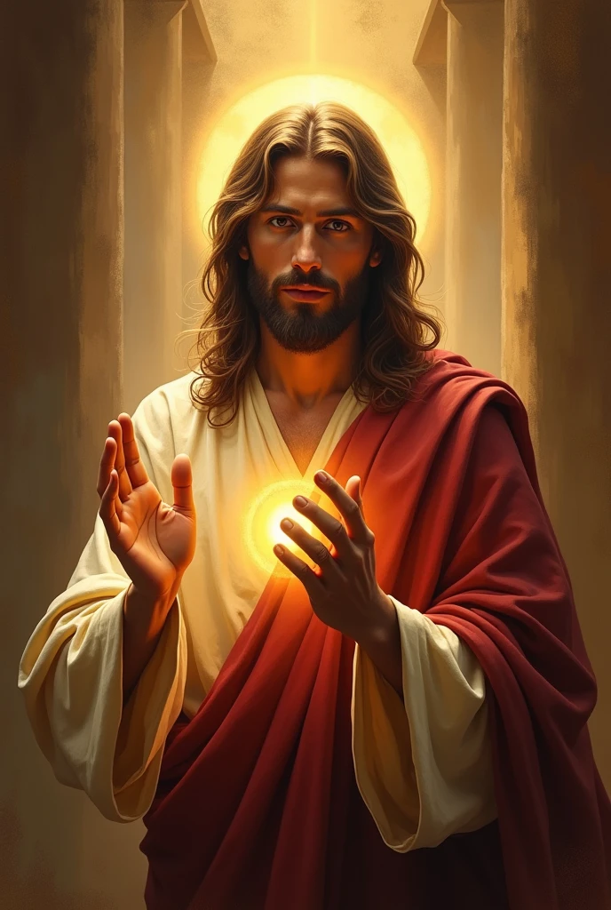 (art painting) Jesus Christ, kharisma, hood, shining, smile, blessing, look at me, side light, jews, 30 years old