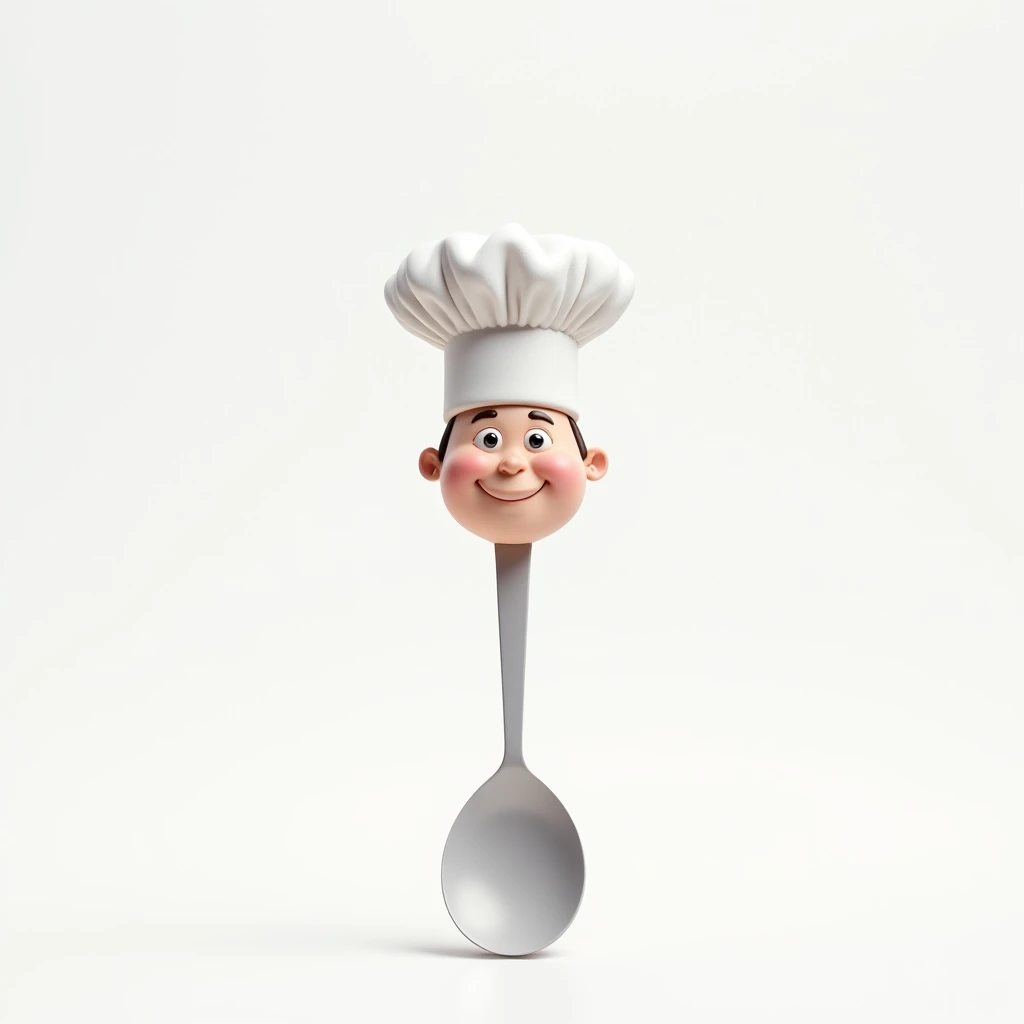 Make a utensil with chef cap on it on plain white background 