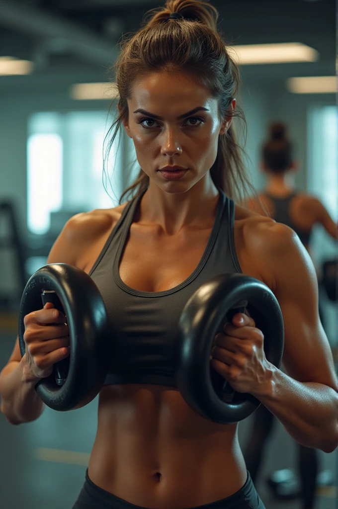 Woman with gym rollers