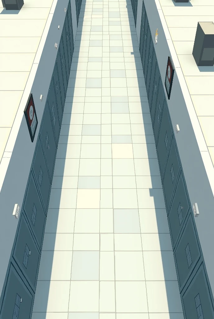 Pixel room at school - corridor, top view inside
