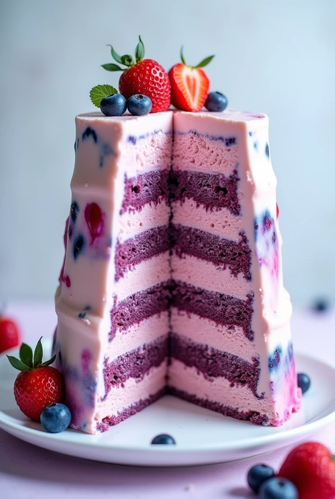 Ice cream cake,blueberry,strawberry embellishment,4K,Ultra-clear