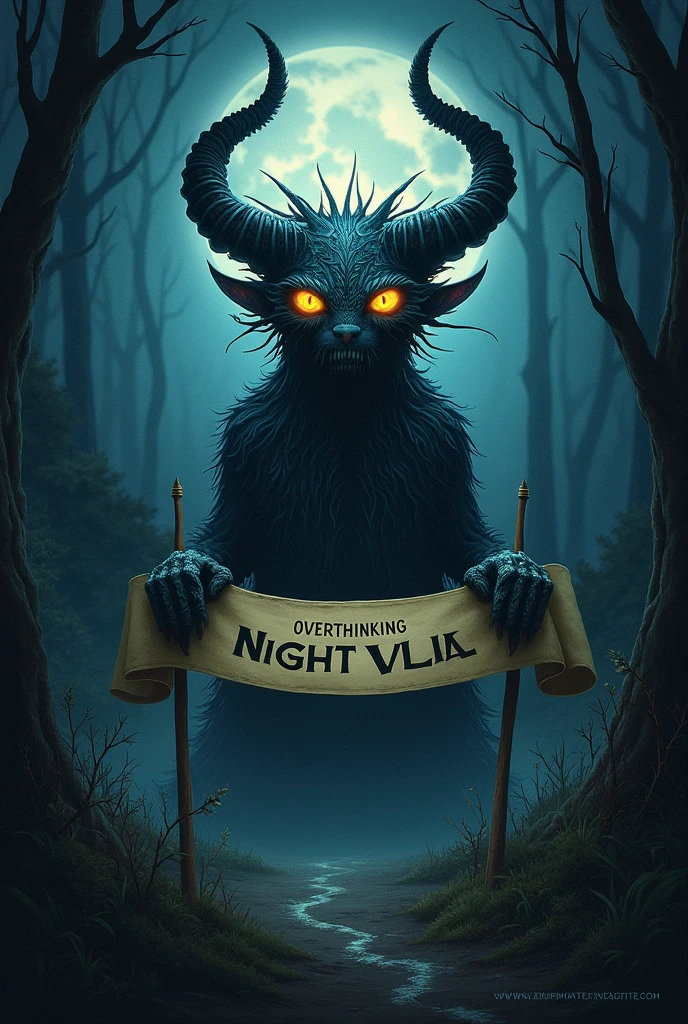 a heart with a banner that says overthinking escaper, the children of the night, son of the night, the night crown, exquisite creature poster art, legend of the cryptids, cotw, eyes growing on creature, creature god, night time low light, creature, the strange creature, nightmare creature, night background, welcome to night vale