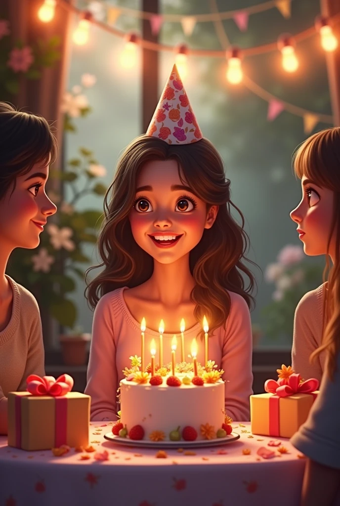 Happy birthday my friend " anna",cake and gift

