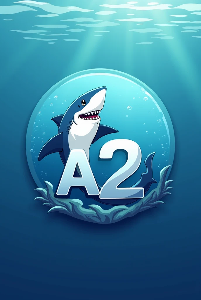 A logo (round shape) for class A2, have word "A2" and a shark, please design both of them blendly
make it more beautiful with ocean sea, more gently and cute, adorable, but not childish, a little bit powerful, and more details
the letter A in A2 is shaped by the shark
make it more visuable
Please this logo's background but change the shark and letter A2