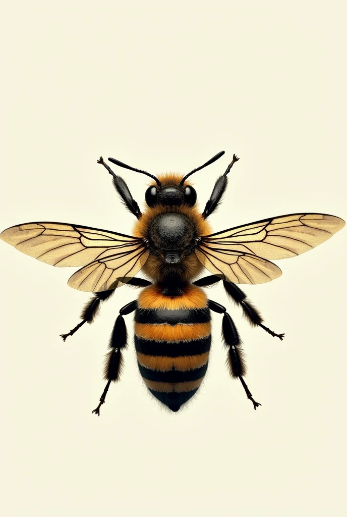 Bee with geometric design with numbers, one half the other half normal view