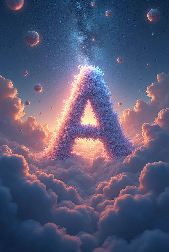 Sky with letter A, some kind of mixture with a cube of maths i.e A³