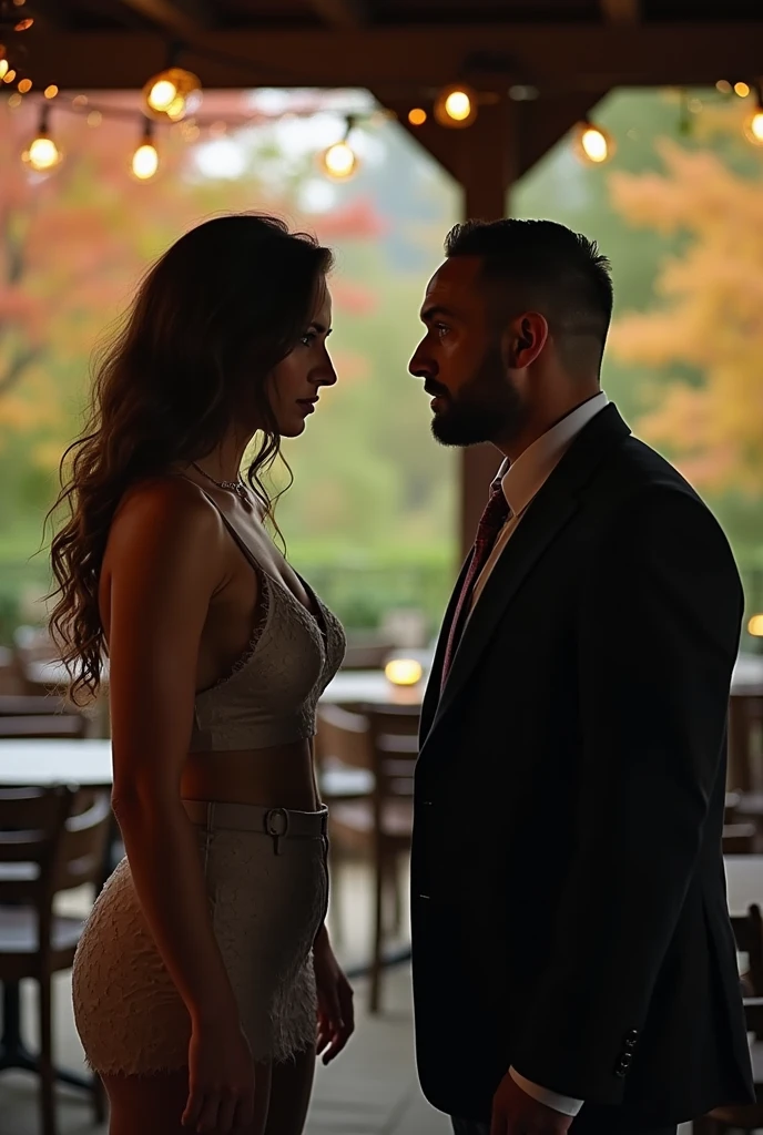 Lana Rhoades' affronter, en exterieur, en automne, au restau