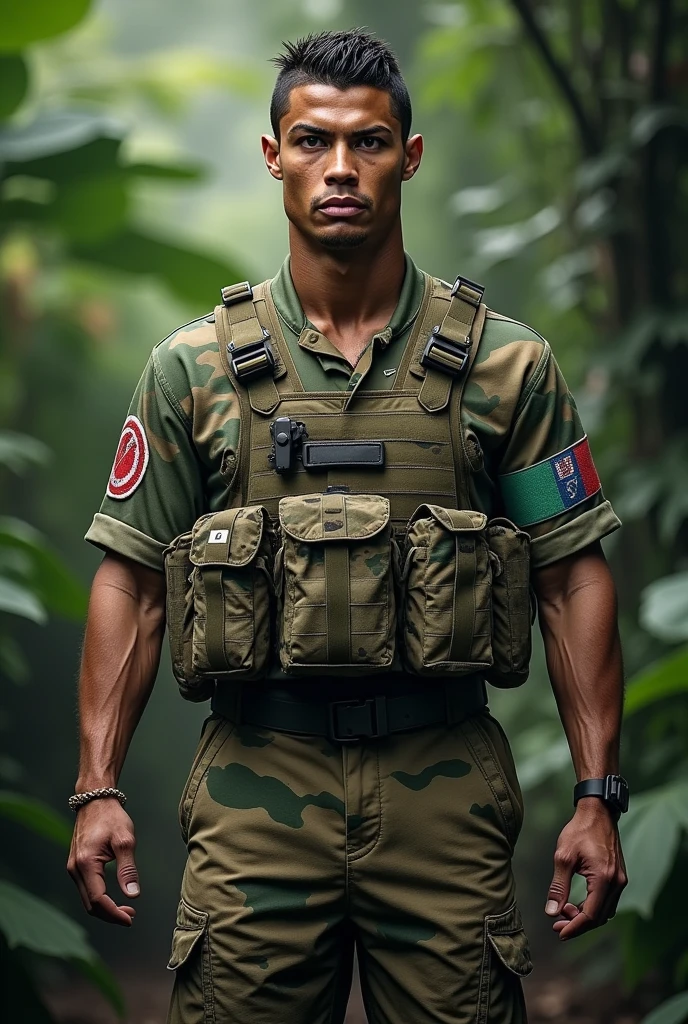 Cristiano Ronaldo in the camouflage uniform of the Paraguayan infantry
