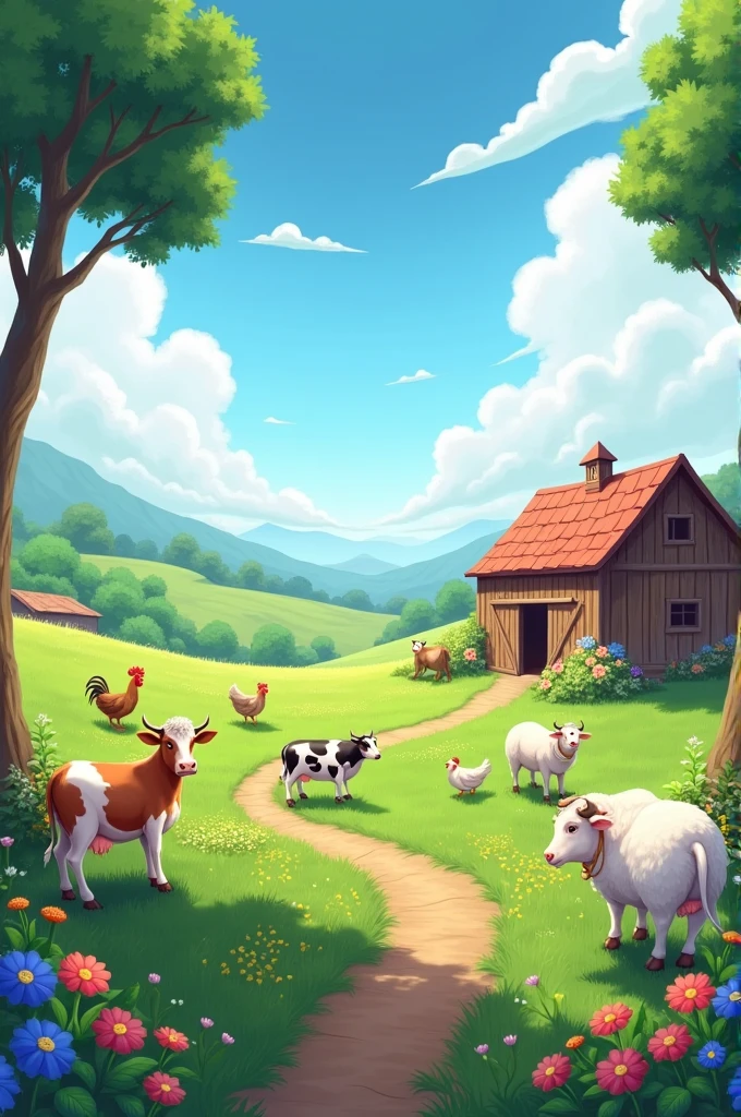 Background of a farm with animals
