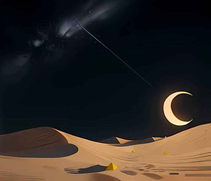 night, desert, stars, moon