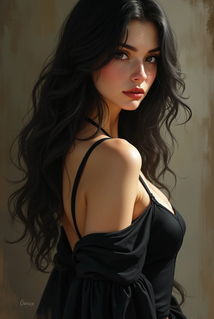 Jeune femme avec de beau tres de visage cheveux noir et yeux marron ayant une belle silhouette et un corps parfait un gros cul et une poitrine offrante
