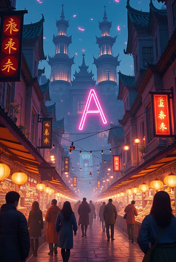 Shop in night with letter A³