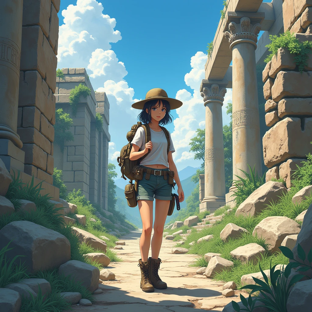((Highly detailed anime art)),Woman in ruins,Archaeological excavation,Ranger Equipment,Rugged Backpack,tent,((masterpiece, Highest quality, Extremely detailed CG, unity 8k wallpaper )),(masterpiece, Highest quality, Highest quality, Official Art, beautiful),Very vivid,High-precision images,Ultra-high resolution,Great art,Poster Art,Impressive photos,Impressive art,beautiful顔,Perfect Face