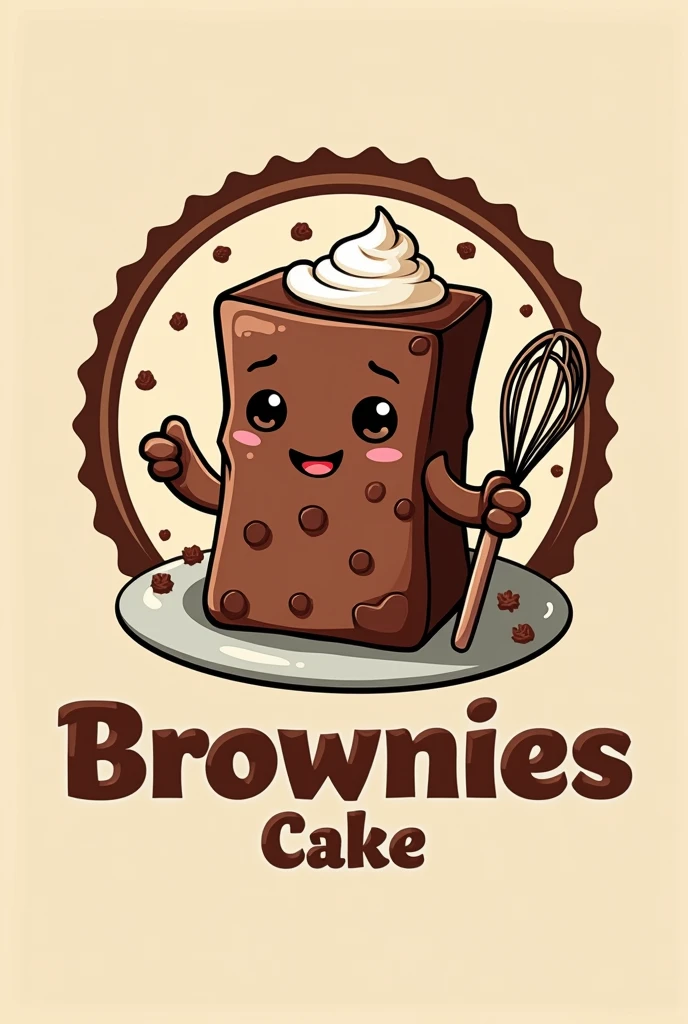 Make a logo for a company that specializes in selling brownies and use a mascot that has something to do with it.