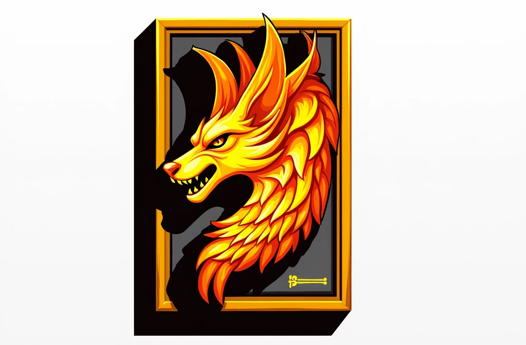 ((best qualityer)), ((work of art)), (detailded), create a gamer logo with the character egyptian god anubis, The logo must have a coat of arms with the character in front of the front bust, e o nome escrito ANUB☥S a letra i te que ser substituidada pela Cruz de Ansata ☥, Anubis has to be on fire epic gamer style with wings and dragon style, and anubis has to look bad, the colors have to be gold, black and red, don't forget to insert the name ANUBIS