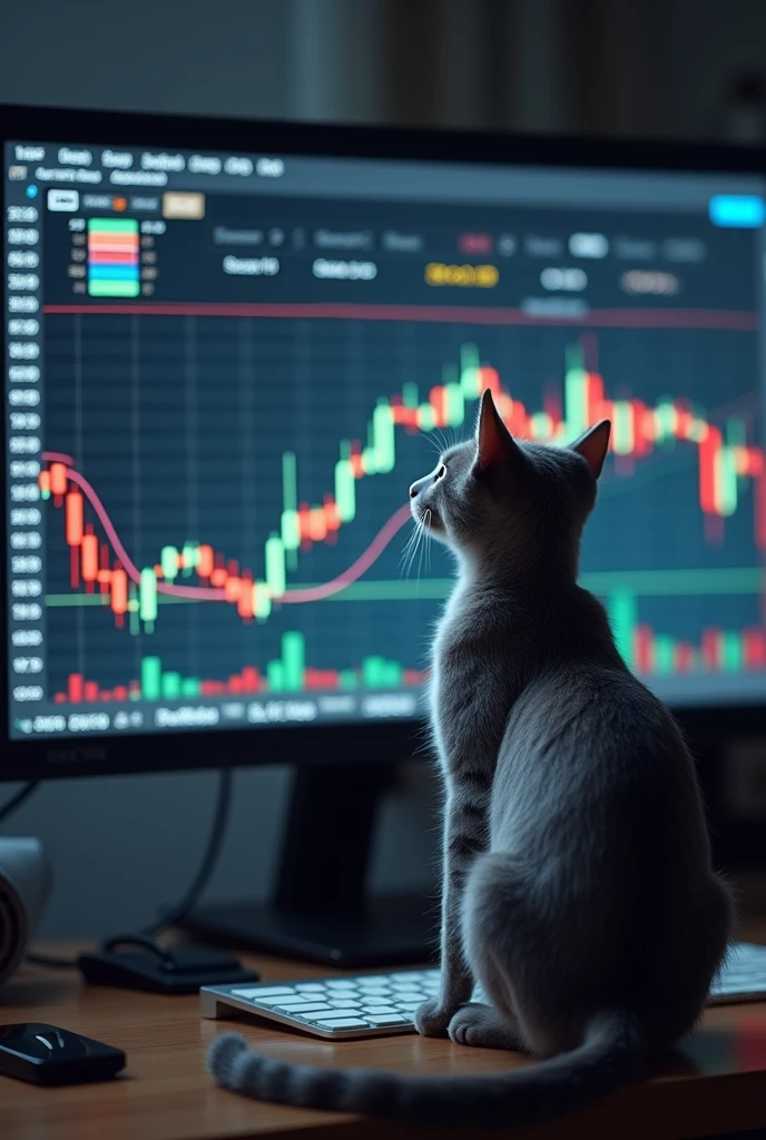 Gray cat and Forex chart