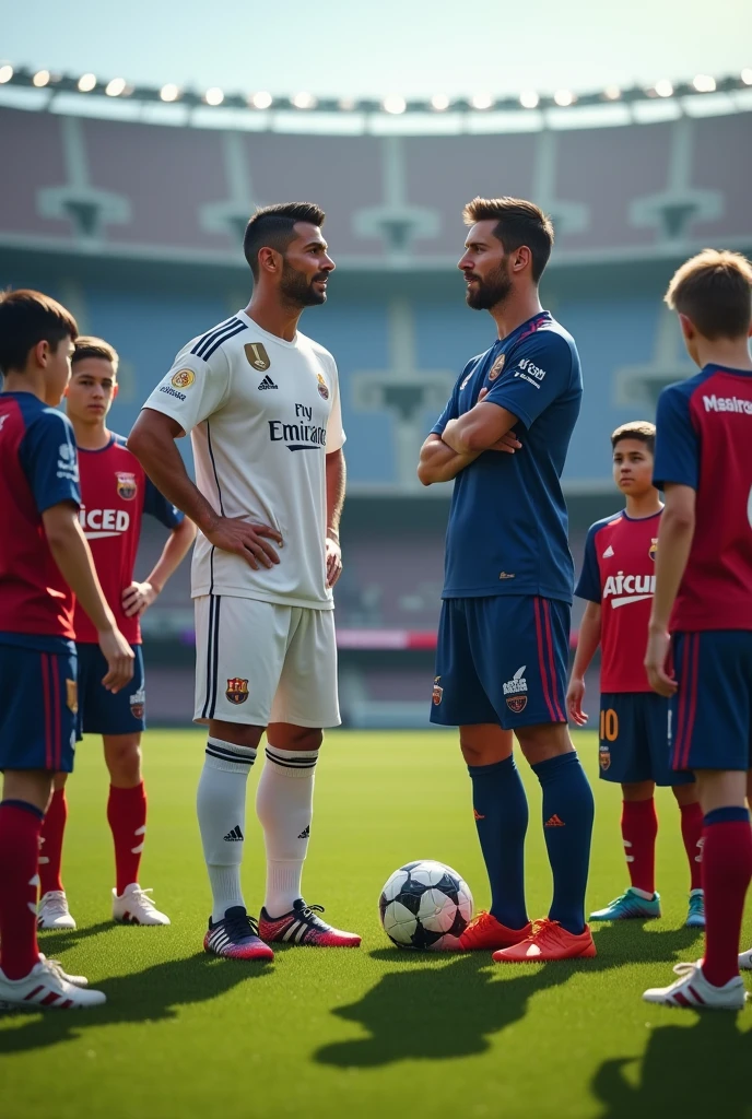 Ronaldo and messi coaching football team
