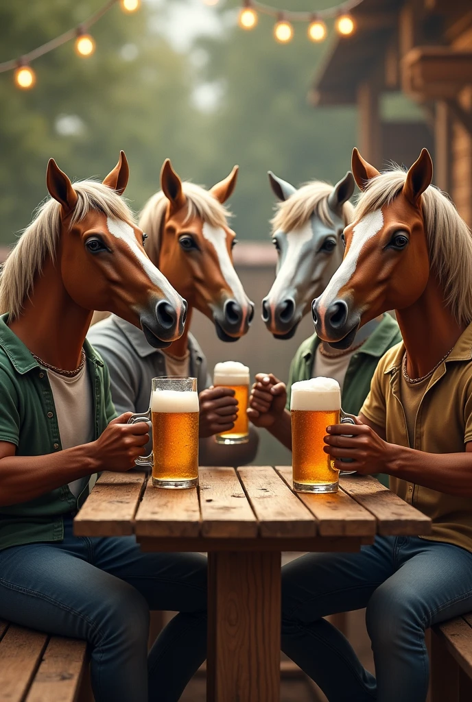 Horses drinking beer