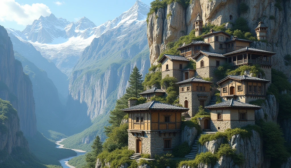 Old houses of Ad carved into the mountains  