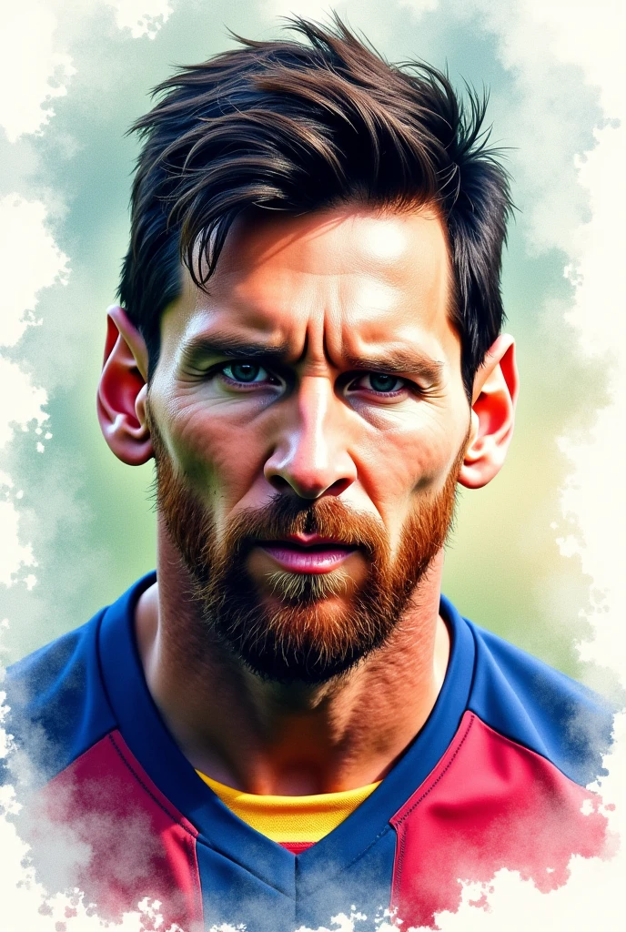 Messi portrayed in a watercolour drawing 💧
