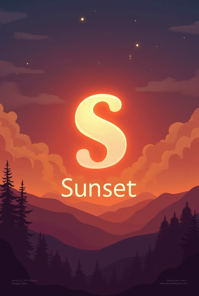 A nice logo with the letter s and the word sunset below 
