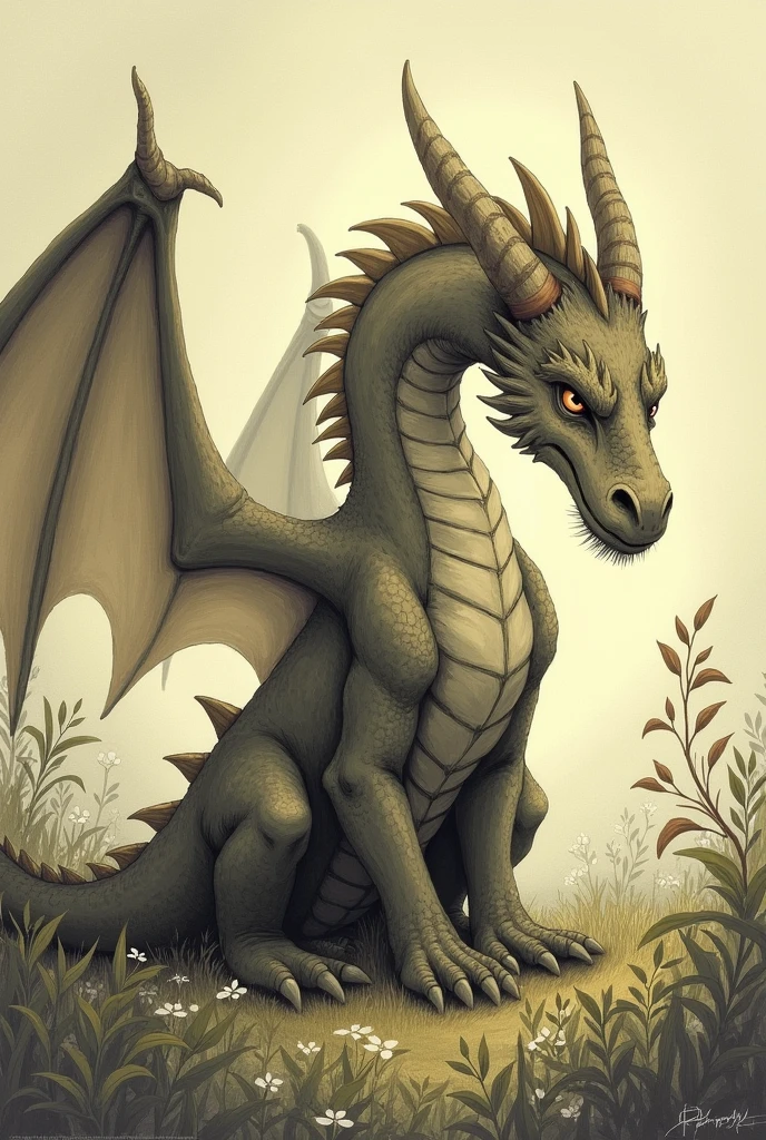 Simple sad dragon drawing leaving home