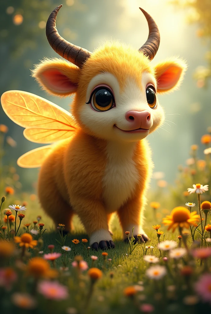 An anthro adult humaniod cow and bee mixed together, produced honey milk, female