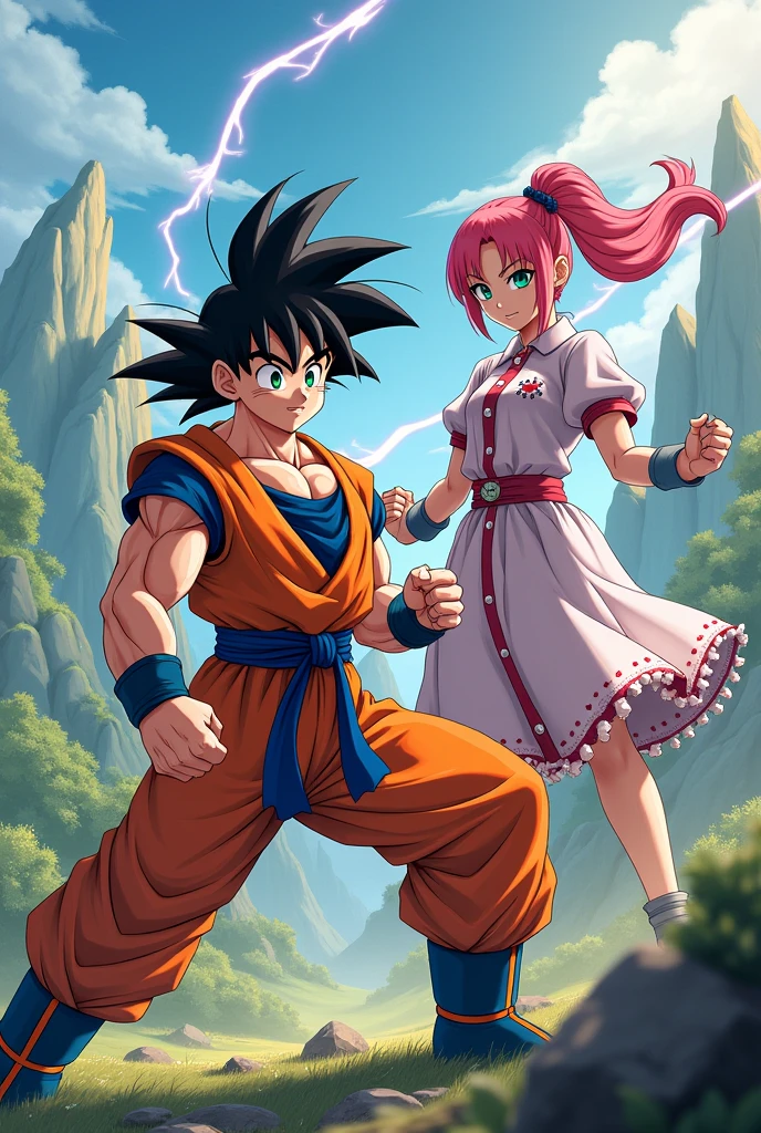 Poster of son goku and sakura training
