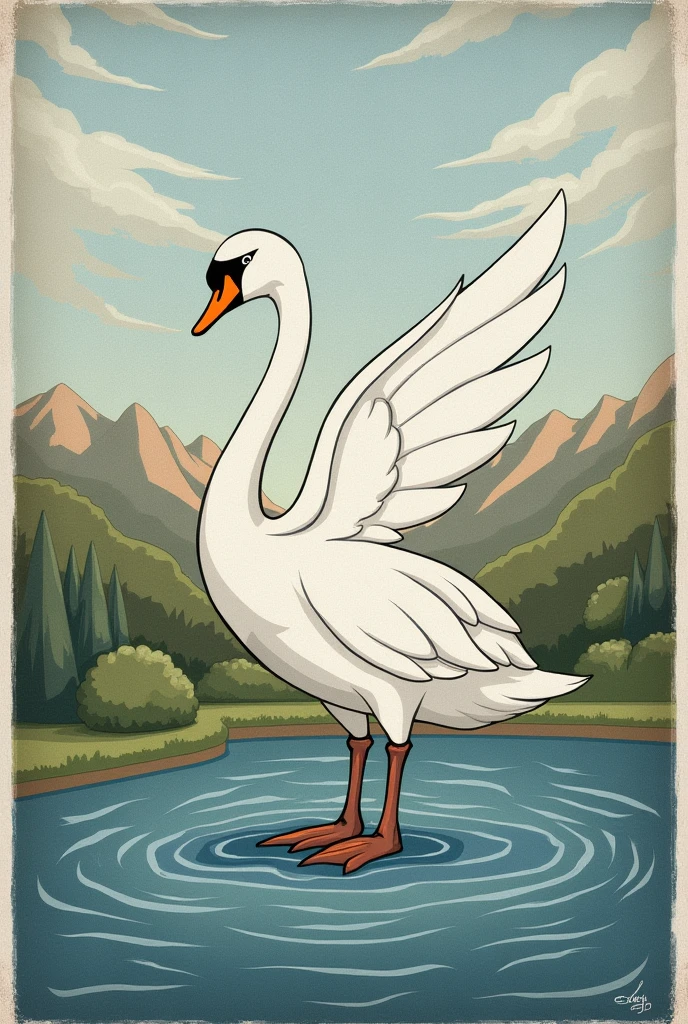 A country flag that shows swan in their flag. The country name is Elvania.