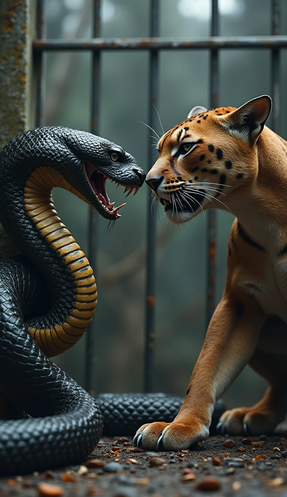 Cobra and panther in the same cage









