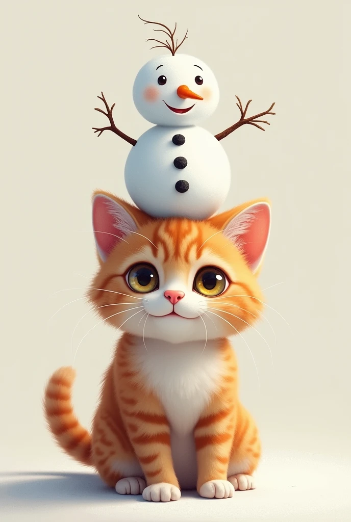Cat with a snowman on his head、cute、digital art、picture、