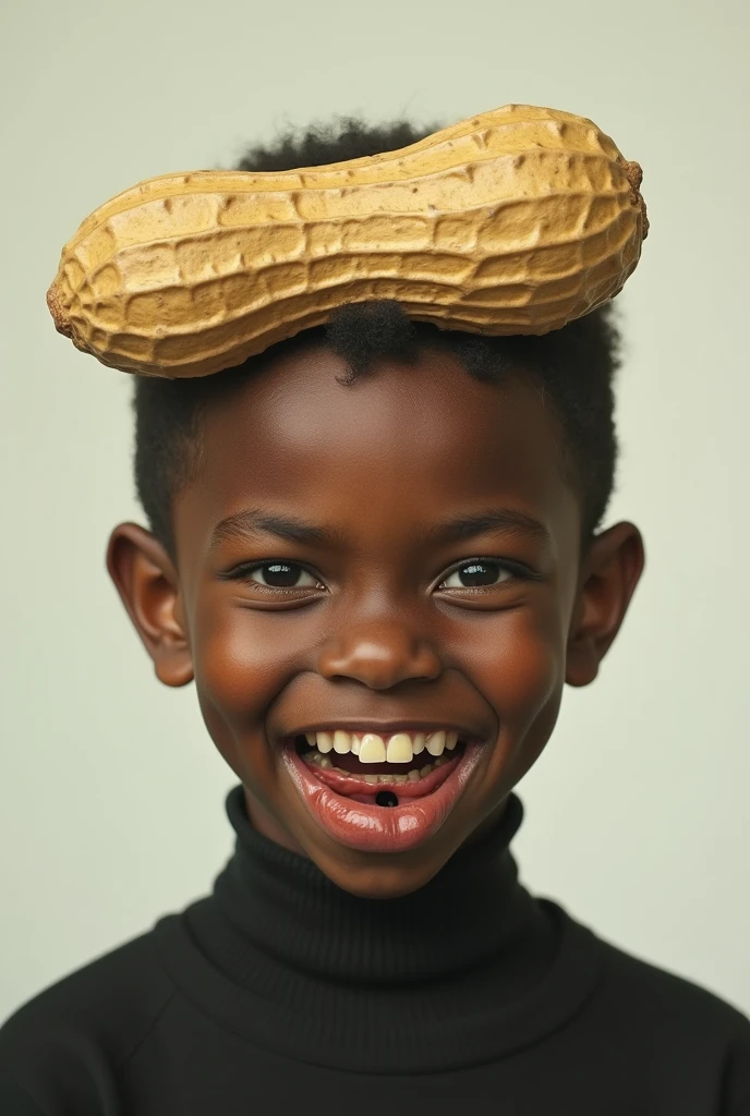 A brown boy facing the camera with a hole in his jaw, and his teeth forward and his eyes squeezed with square hair and his head shaped like a peanut and on top it says in big letters "ANDREY"