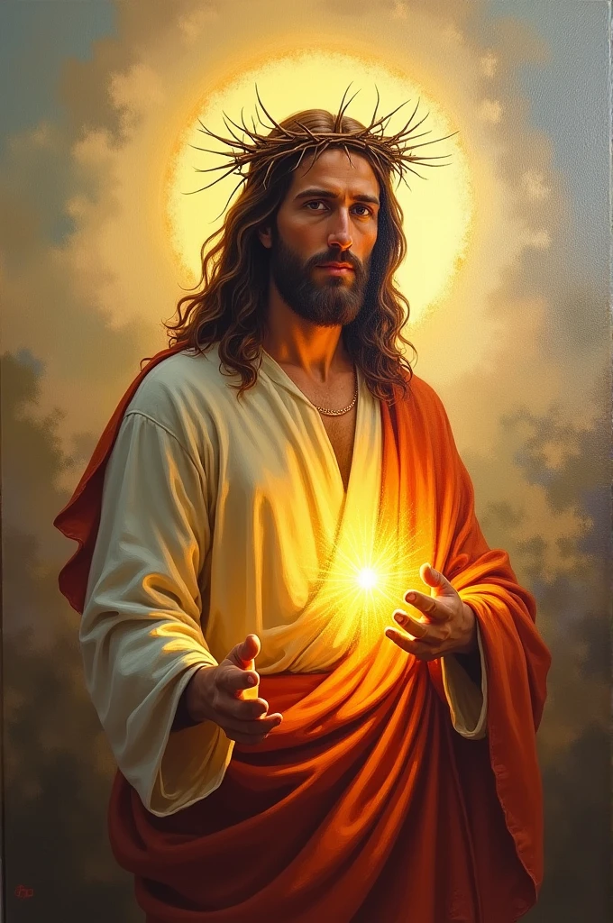 Oil painting, impresionism, Jesus Christ, backlight, kharisma, mahkota duri