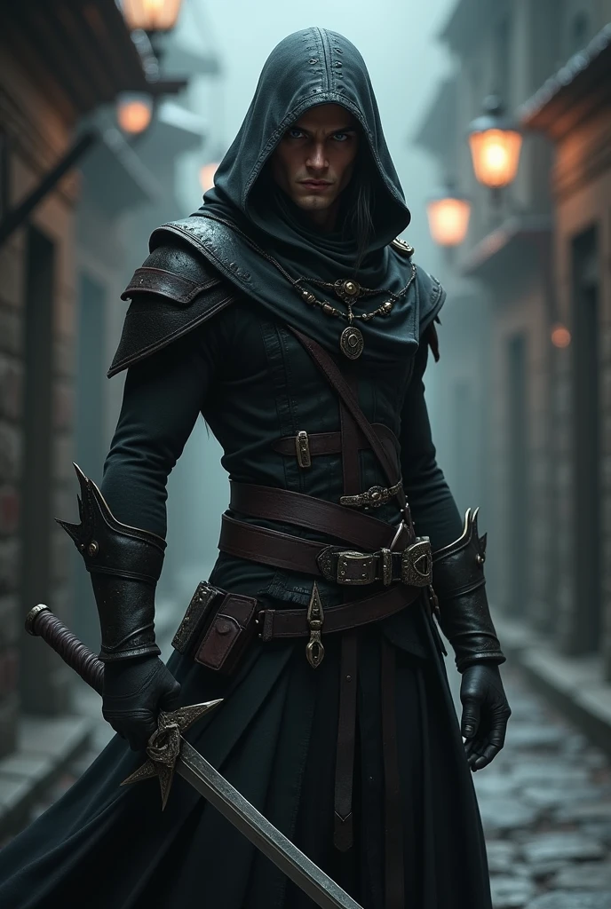 Half-elf Assassin Male Character Without Hood RPG 