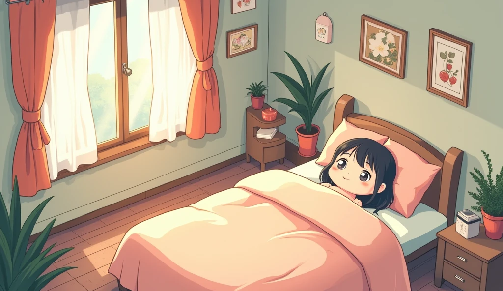(masterpiece:1.2, Highest quality,Ultra-high resolution,Super detailed),8k,(wallpaper),(Best illustrations:2.0),(chibi bedroom : 2.0),(bedroom ,Very simple design),(isometric illustration) lofi, cozy, Studio ghibli style ,pastel tones, landscape