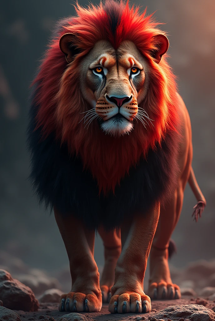 Lion with red and black colour 