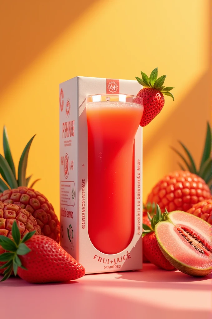 Create a image of fruit juice product in box packaging