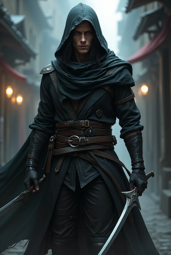 Half-elf Assassin Male Character Without Hood RPG 