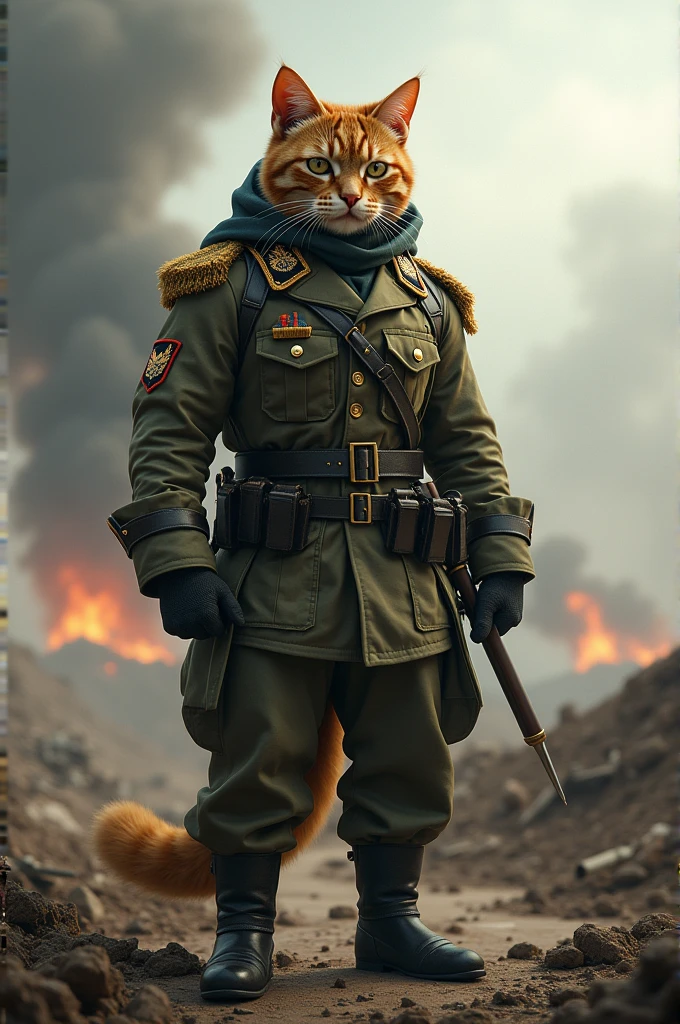 Cat with army uniform