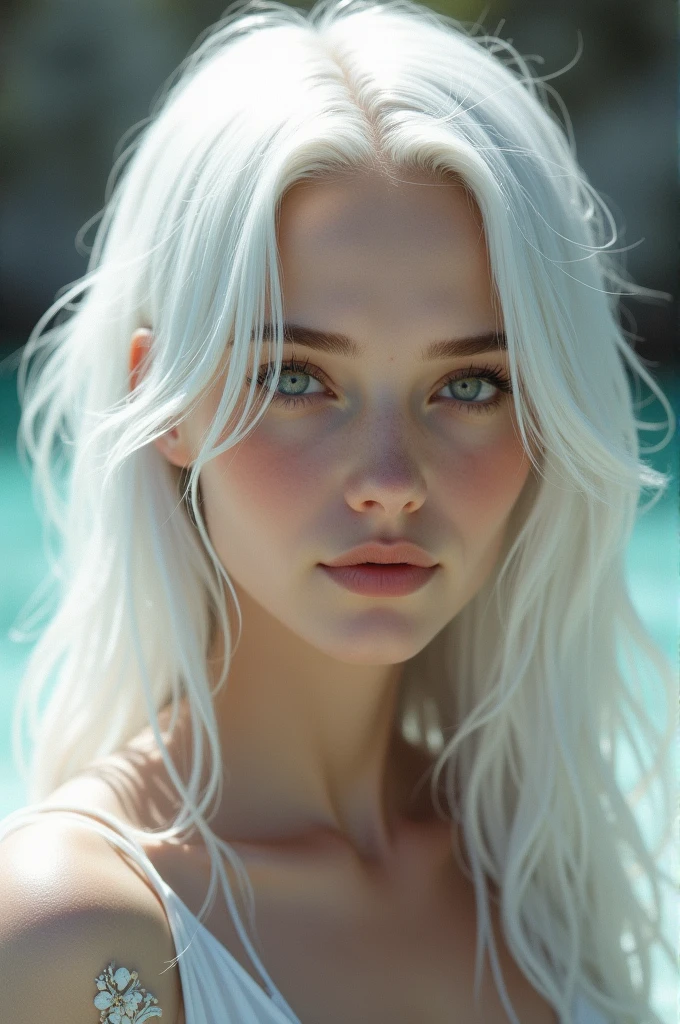 A beautiful white-haired woman
