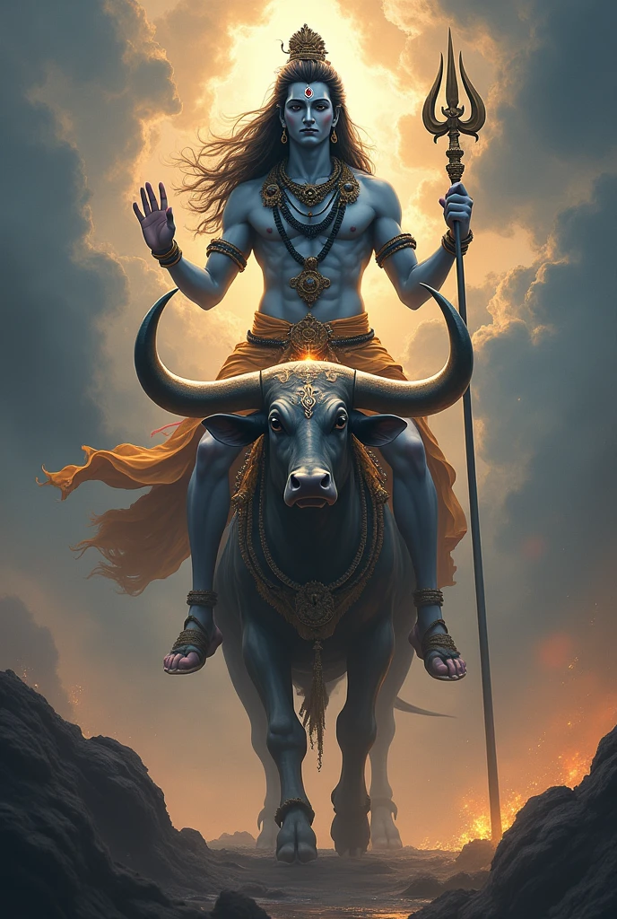 Hindu God load shiva setting bull