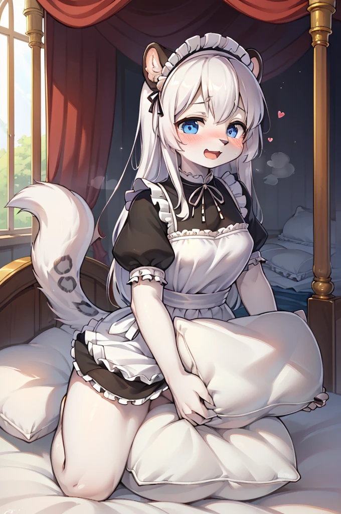 (masterpiece,best quality),mine, The Beast, , (Light and shadow suitable for any Pillow background)), 穿着Maid costume的可爱女孩在Pillow上摆姿势,,Maid costume,nature,, (blush),a smile,Pillow,(Lots of Pillow),Soft cushion,(canopy bed),(Pillow),Lots of Pillow,(Friction in the crotch),((Pillow Hump)),(A tail),(Around the protagonist),steam,(Pillow),(Luxury Pillow),(Palace Pillow Pattern Pillow),(palace),(Palace bedroom),(Gorgeous Pattern Pillow),Soft Pillow,,(Classical European style bedroom ),(excited,shy person,Lack of expressiveness,),pillow hump,,(Deluxe Rococo Canopy King Bed),Luxurious curtains with ornate ruffles and ribbons hang around the large bed.,((((The bed is piled with many Pillows)))),Quilt details,Detailed bed linen,Ruffled Bed Skirt,Deep Bed,Background with depth,((Pillow in detail)), ((((A Lot of Pillow)))),,,Detailed Soft Pillow,,((女孩正躺在许多Soft Pillow上,There are many Pillows around)),、、In a large canopy bed、Soft sheets and quilts、Colorful soft Pillow、Lots of Pillow、Soft toned bed、Ruffled curtains around the bed.。Delicate face,(Gorgeous pattern pillow),Soft pillows,,(Classical European style bedroom ),(Excited face,Opened his mouth,Shy,),,MASTURBATING WITH PILLOW,,,Snow Leopard Girl,,Long hair,Gray and white leopard ears,Gray and white leopard tail,Black leopard print,,Facial pattern,,Sweaty,Leopard print fur,Leopard print skin,,No socks,