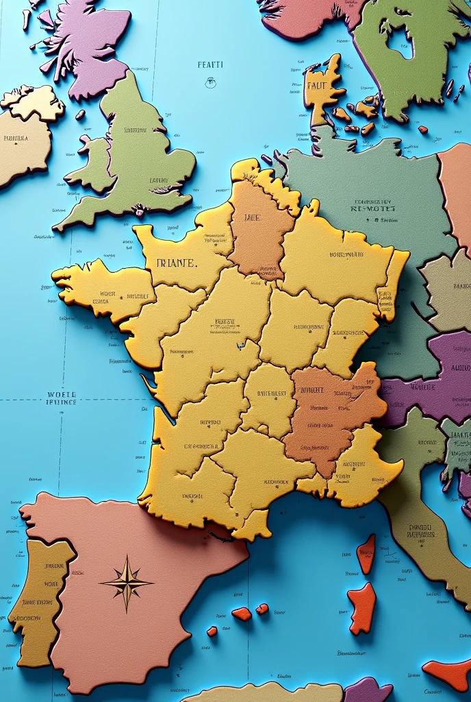 a map of the world marking the country France very close and centered