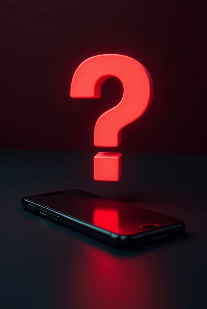 Make a cell phone with a question mark on top indicating cell phone doubt in the red and black theme
