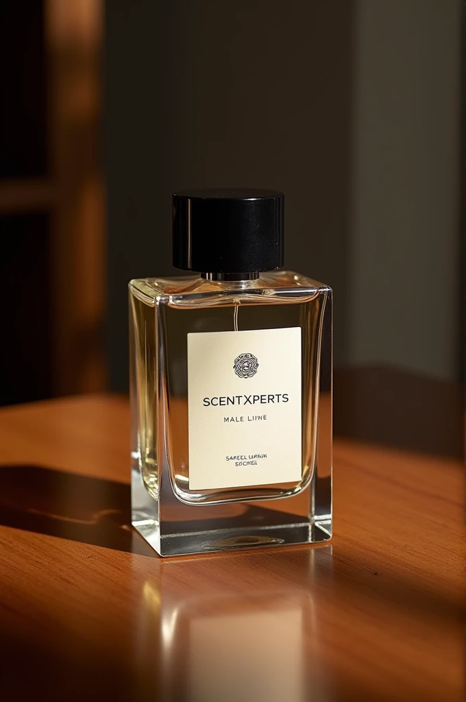 Customized perfume and drop in a table with its name bold ScentXperts