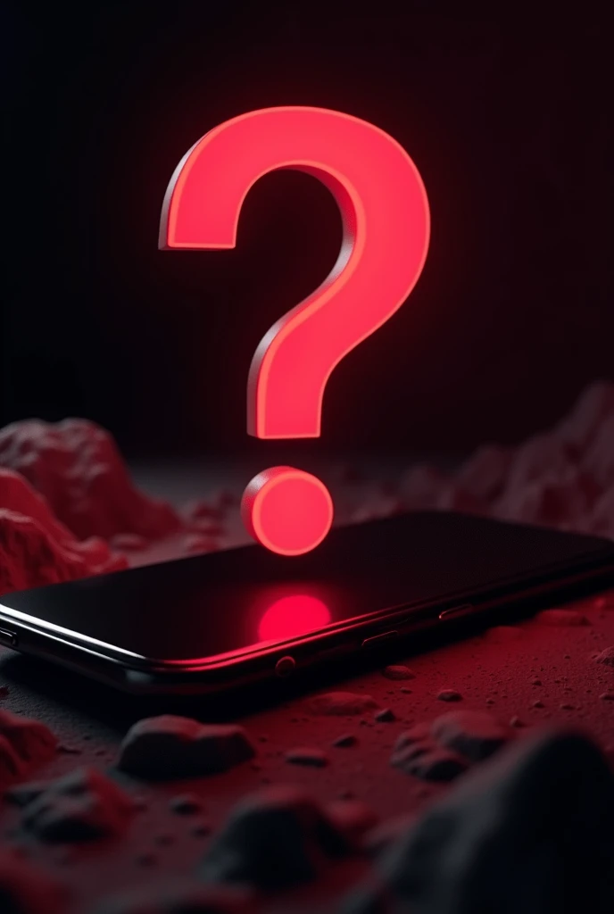 Make a cell phone with a question mark on top indicating cell phone doubt in the red and black theme