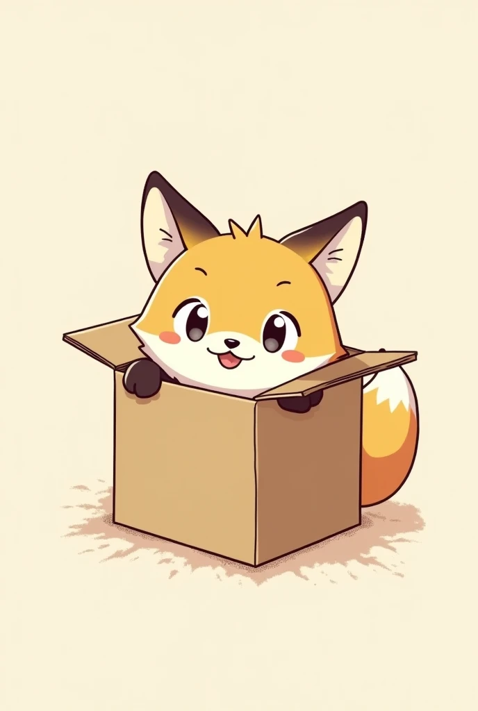 kemono, fox, cardboard box, animal in a box